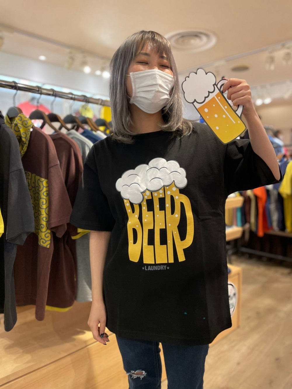 泡ビールbig Tシャツ を使ったコーディネート コーディネート ランドリーtシャツ公式通販