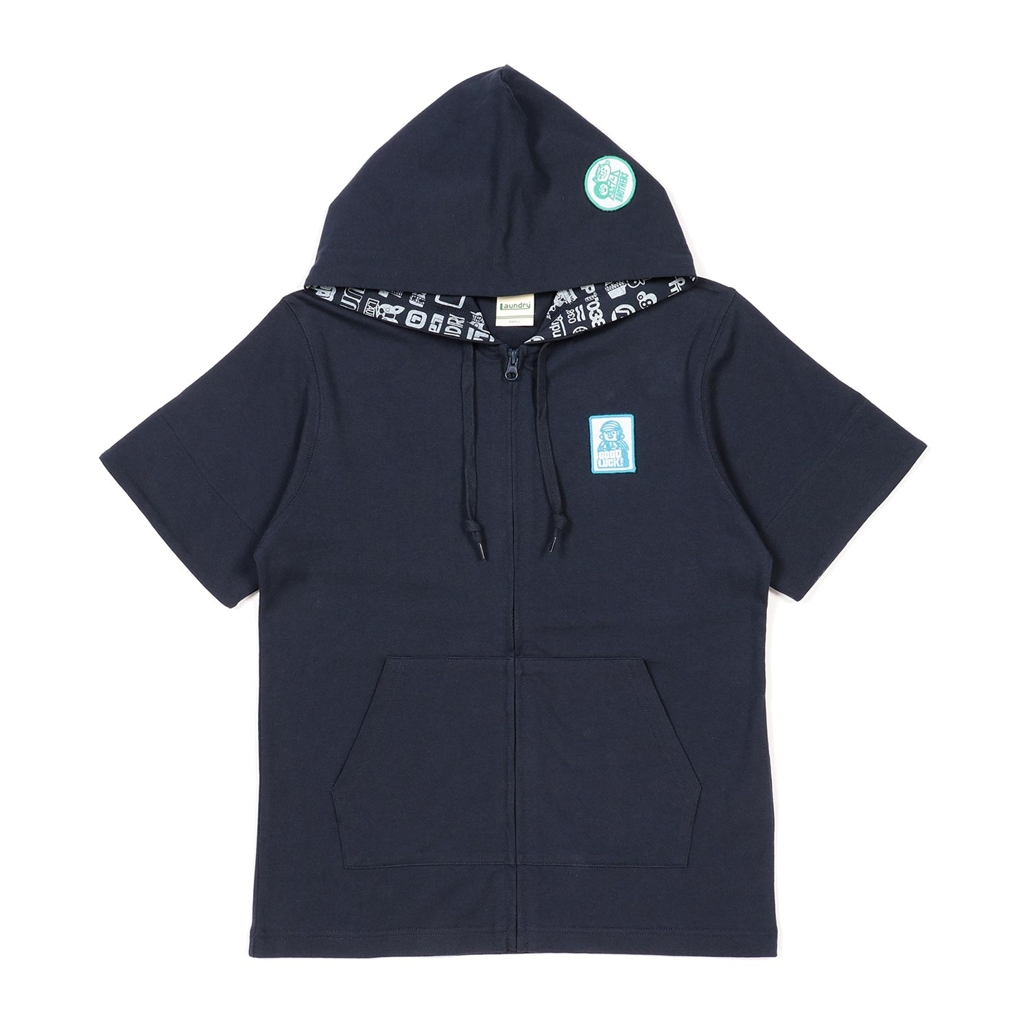 キャラクター刺繍スタンプ 半袖zipパーカー ランドリーtシャツ公式通販