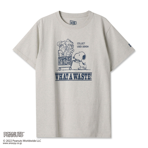 039】PEANUTSコラボ DENIM MIX RECYCLE Tシャツ｜ランドリーTシャツ