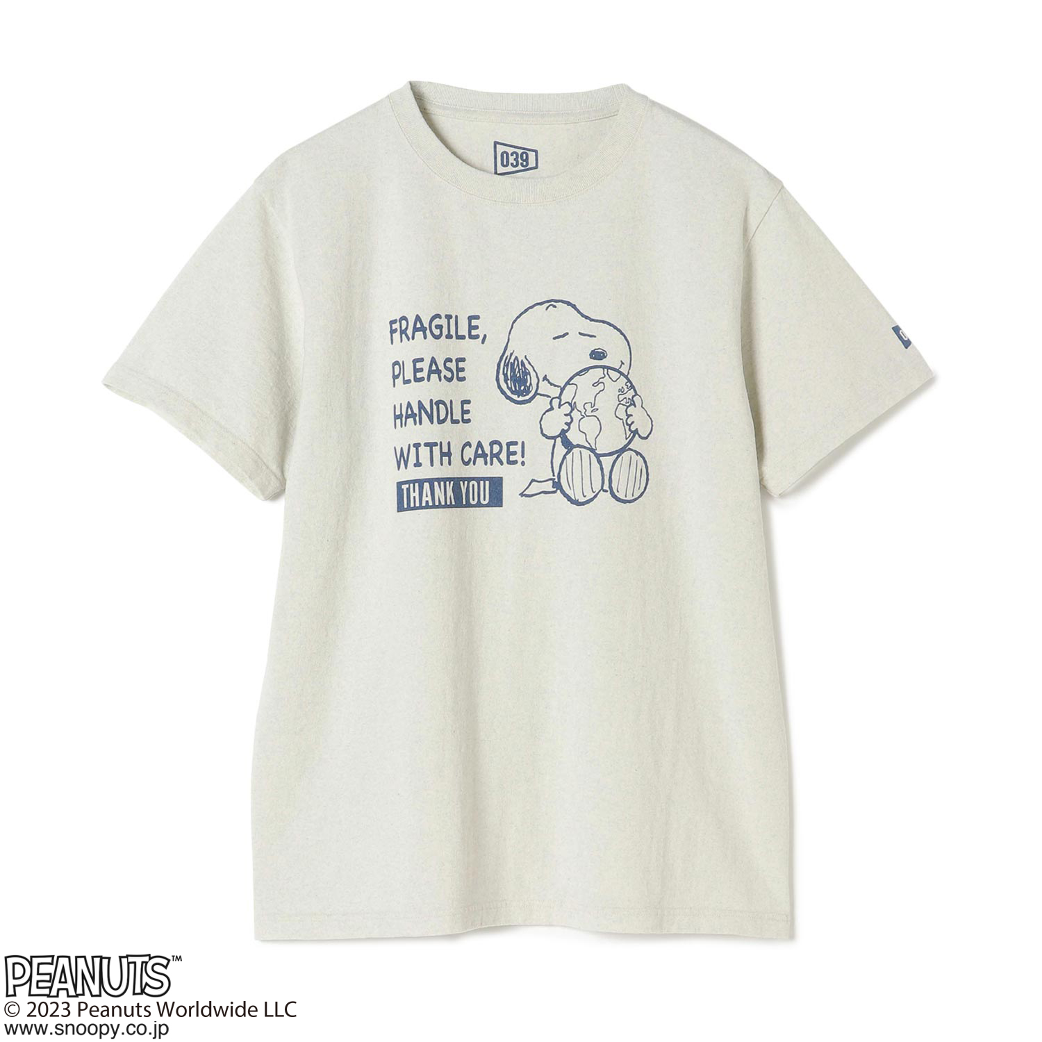 039】DENIMMIX PEANUTSコラボ FRAGILE EARTH Tシャツ｜ランドリーTシャツ公式通販